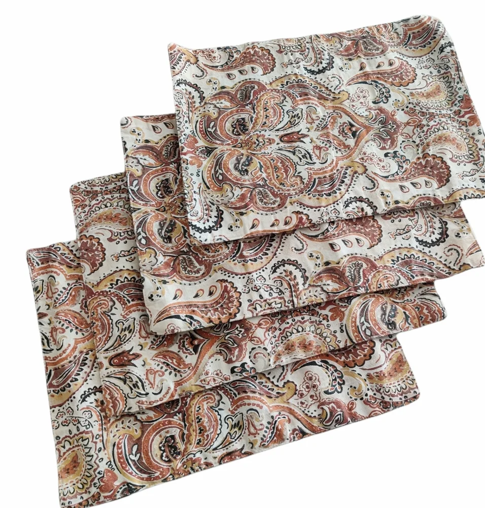 🔥4/$20 Max Studio Home Cotton Fabric Paisley Placemat Set of 4